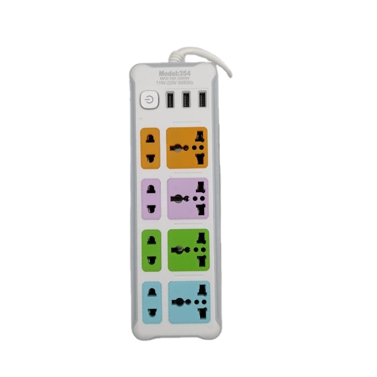 Manufacture Cheap 353 series Universal 3-6 Outlet Power USB Electrical Extension socket cord custom plug