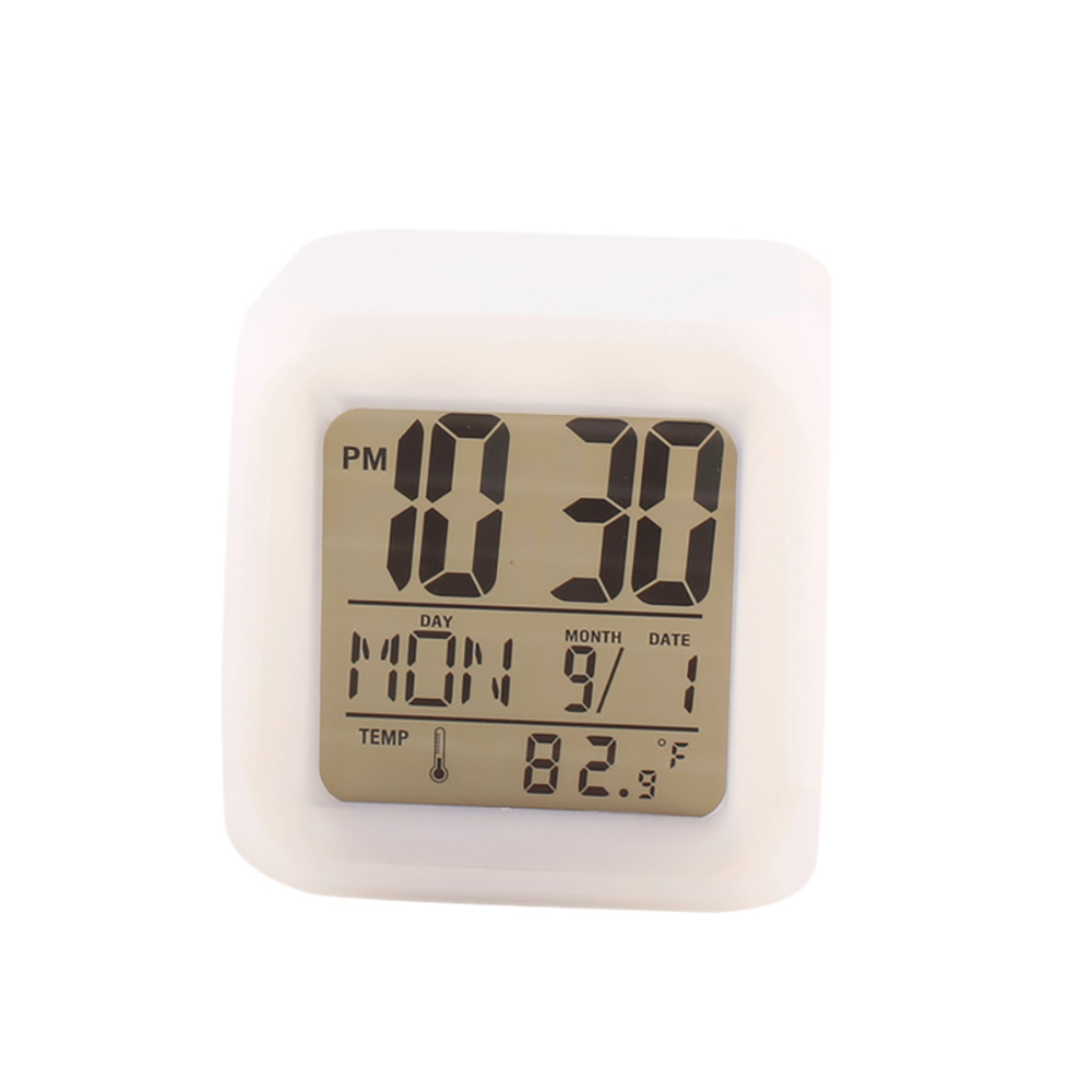 Colorful Changable Pattern Soft Night Light Led Digital Alarm Clock for Bedroom Easy Setting Cube Wake Up Clocks