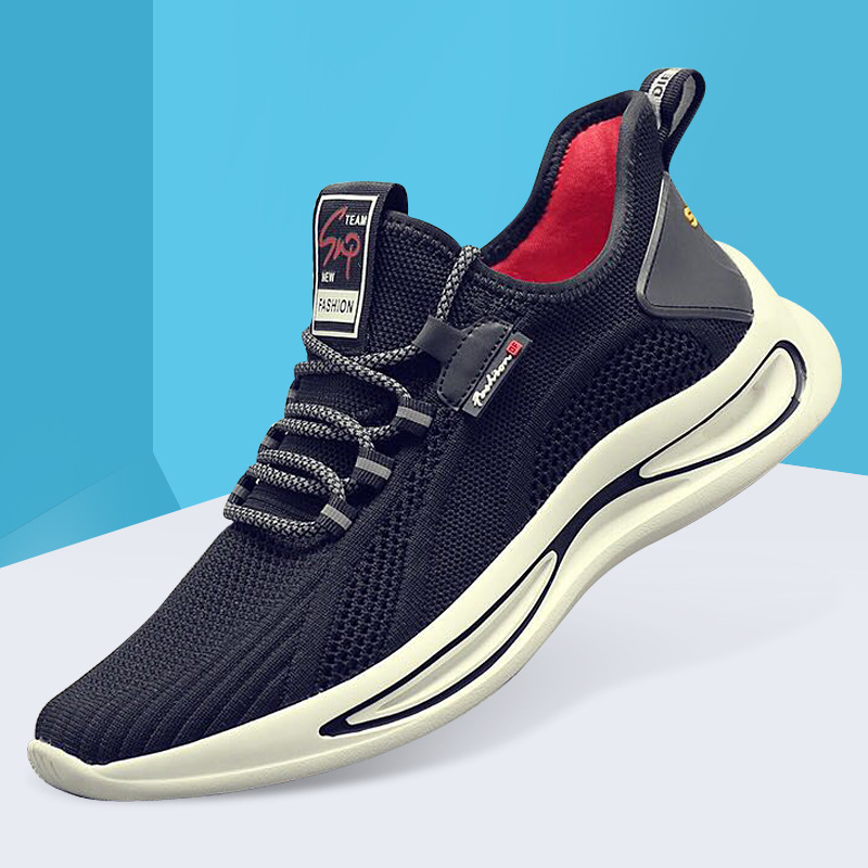 Hot Fashion Breathable Fly-Knit Mesh Rubber Running Shoes Men Casual Sport Shoes