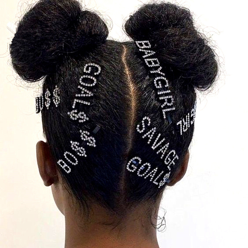 Wholesale Hair Clip Hair Accessories Bridal Paved Letter Hair Pins With Words