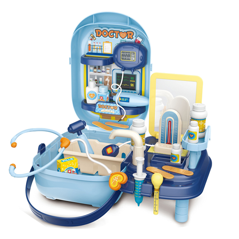 Suitcase equipment doctor play set toy kids with 34pcs toy medical kits