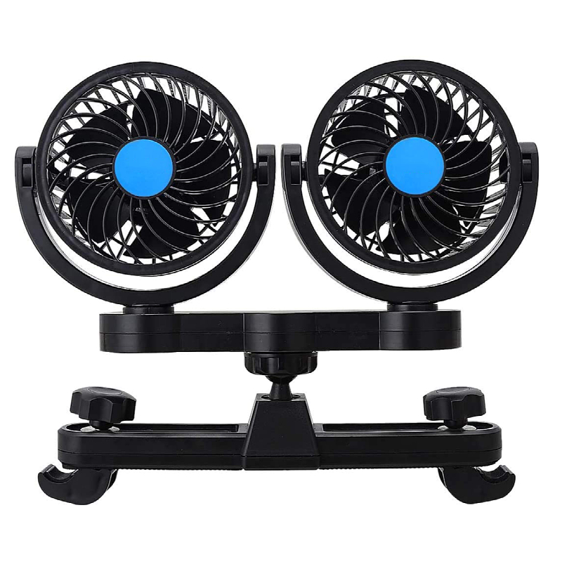 Double Head USB Car Fan 12V Electric Auto Cooling Fan 360 Rotatable Adjustable Speed Rear Back Seat Fan