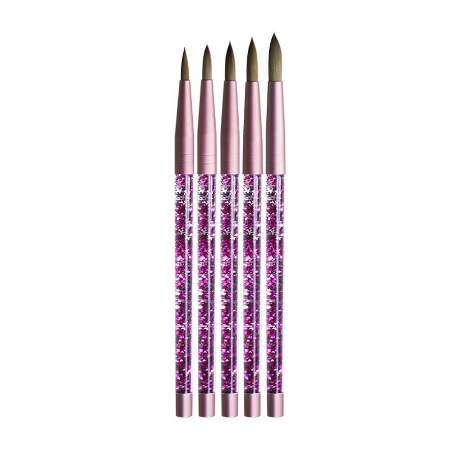 2024New Design Salon Acrylic Nail Brush Set Makeup Brushes Crystal Art painting Sparkles Glitter Extension Kolinsky Nails Pen