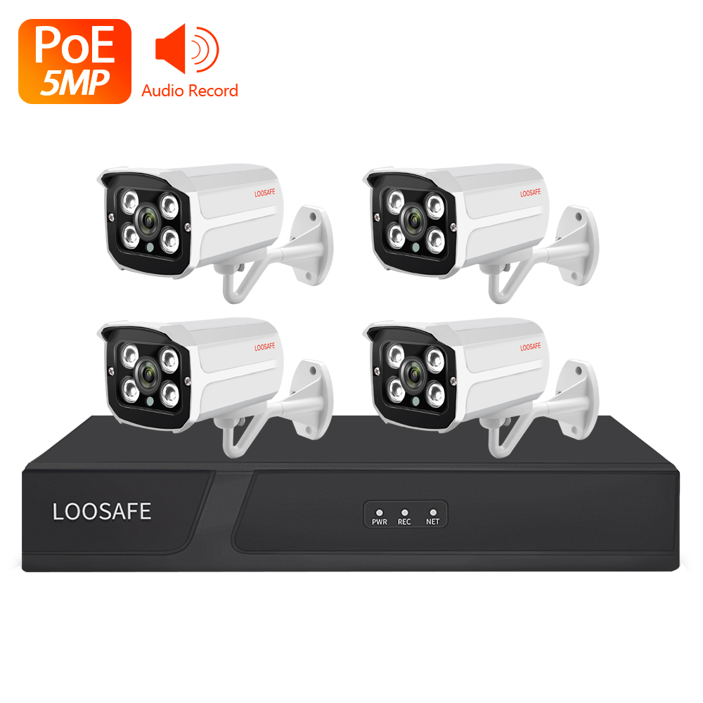 H.265 NVR POE HD 5MP 4 канала система Скрытого видеонаблюдения IP камеры 4CH пуля POE NVR Kit камера безопасности Система