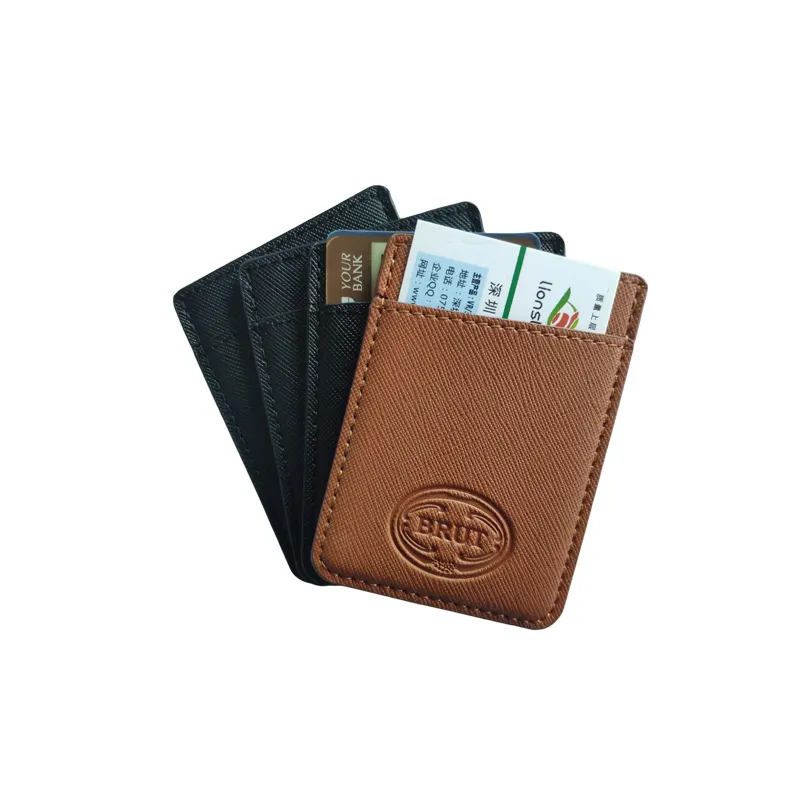 New Approach Promotion Factory Wholesale 3M Adhesive Wallet with Pocket for Credit Card Leather Phone Card Holder