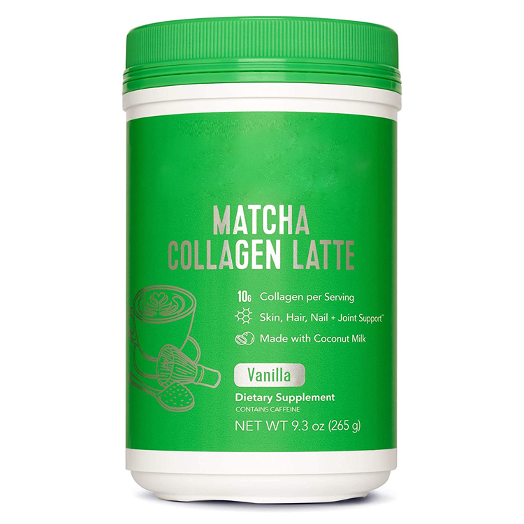 Proteins Matcha Lattes Matcha Green Tea Collagen Latte Powder, L-Theanine & MCTs - Supporting Healthy Hair, Skin, Nails Vanilla