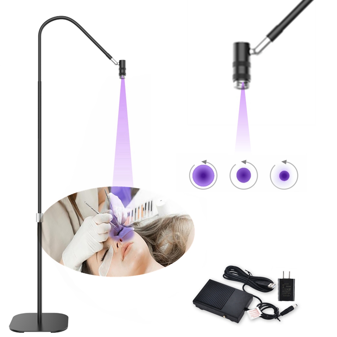 LED lashes lamp eyelash extension focus adjustable foot switch gel polish 6W wavelength 395nm uv eyelash lamp