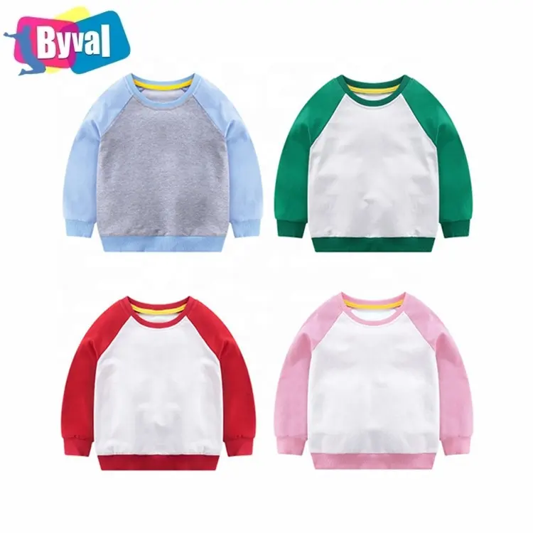 Byval Toddler Sweatshirt Multi Color Custom Printed Kids Crewneck Sweatshirts Hoodie 100%Cotton Baby Boys Girls Jacket in Bulk