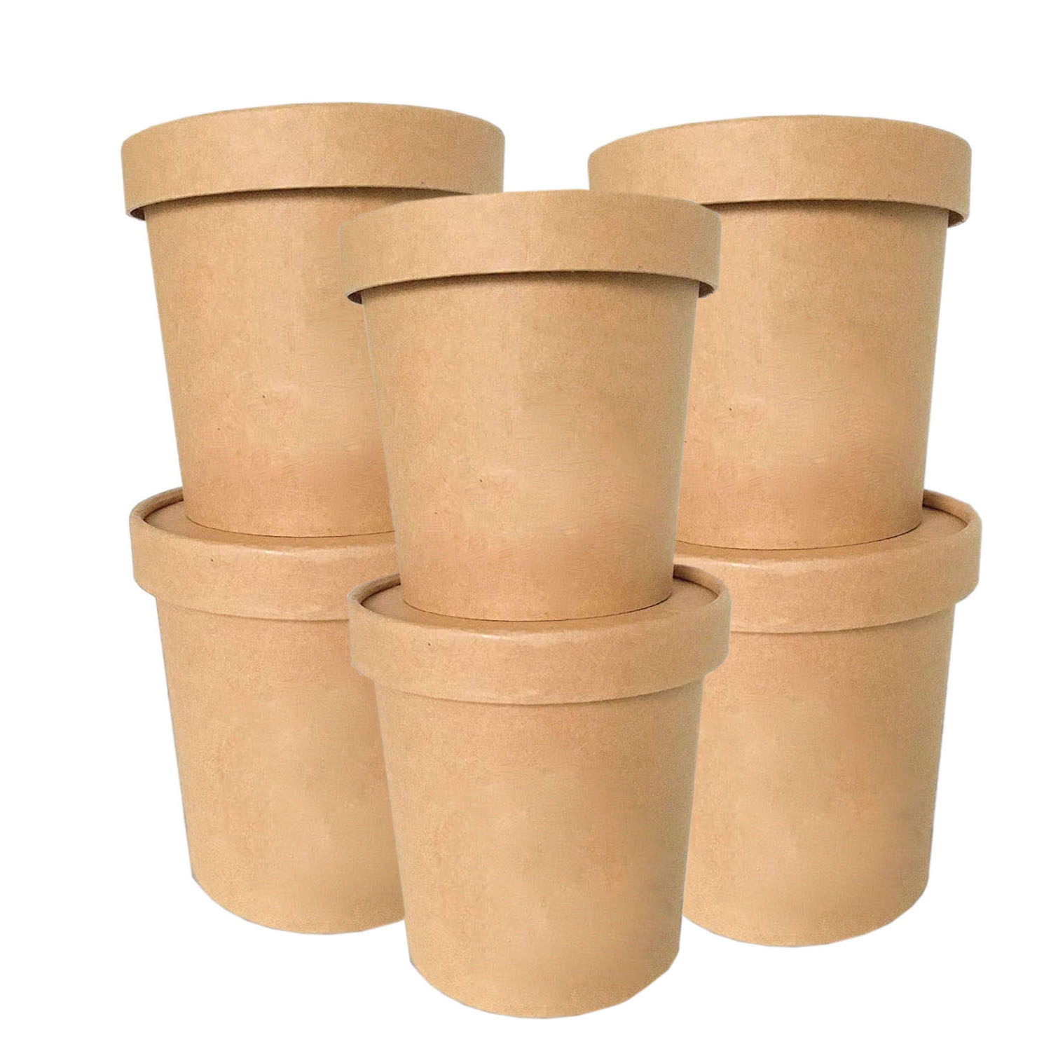 ODM/OEM Contenedor De Comida Round Brown Biodegradable Sustainable Take Away Salad Fast Kraft Edible Soup Cup Bowl