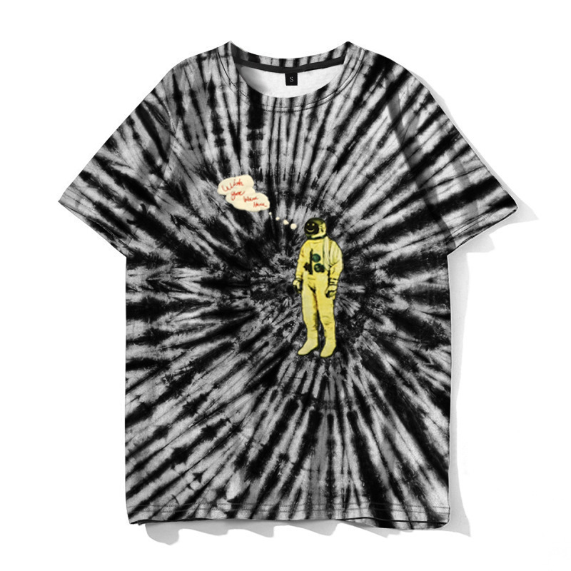 Black tie-dye t-shirt for unisex 100% organic cotton plus size men tie-dye hip-hop t-shirts