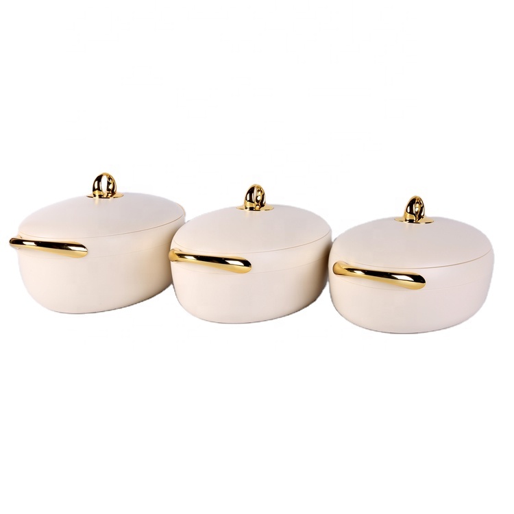 Gold Plated Handle Keep Warm Casserole Oval 2L 2.5L 3L Casserole Kitchenware Sets