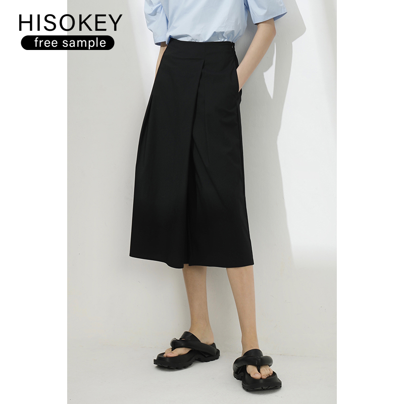 HISOKEY design sense waist casual commuter asymmetrical mature inner skirt dresses women clothing