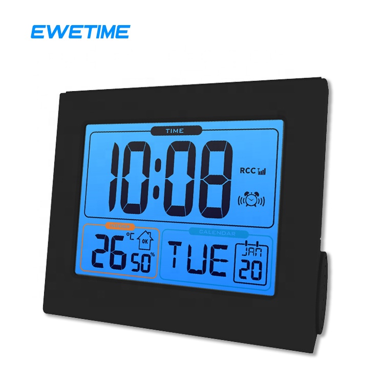 Часы EWETIME настенные квадратные с радиоуправлением, домашние черные электрические цифровые с иглой для гостиной, с радио из АБС-пластика, Vw