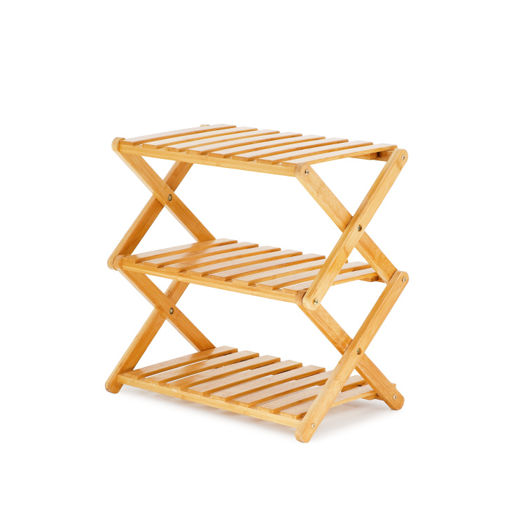 Cheap Wholesale Modern Custom Portable Foldable 3 Tiers Bamboo Wooden Shoe Rack for Home Flower Pots & Plante