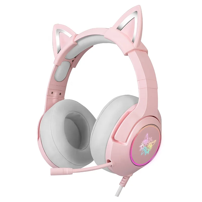 Onikuma k9 симпатичные наушники с кошачьими ушками Usb Rgb игровая розовая гарнитура для девочек