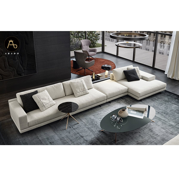 2021 Latest italian modern design furniture living room L shape lounge upholstered sofa set