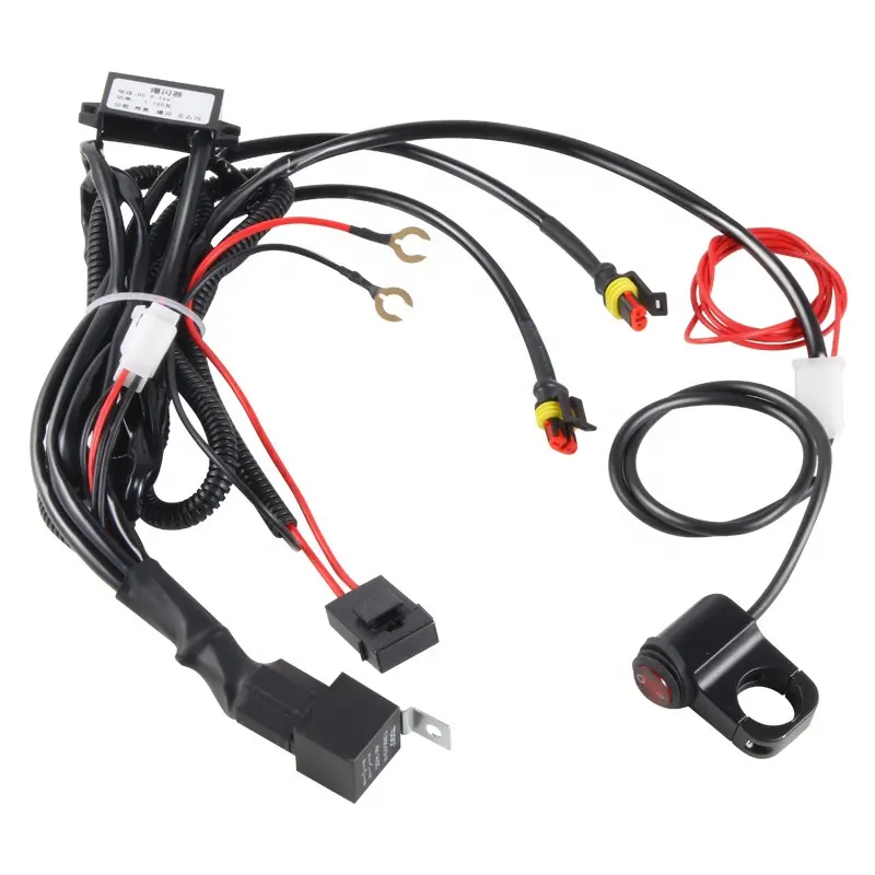 MUSUHA LED Motorcycle Light Wiring Harness Kit Universal Driving Light Bar Wiring Harness 12V Relay 40A Fuse Relay with Switch