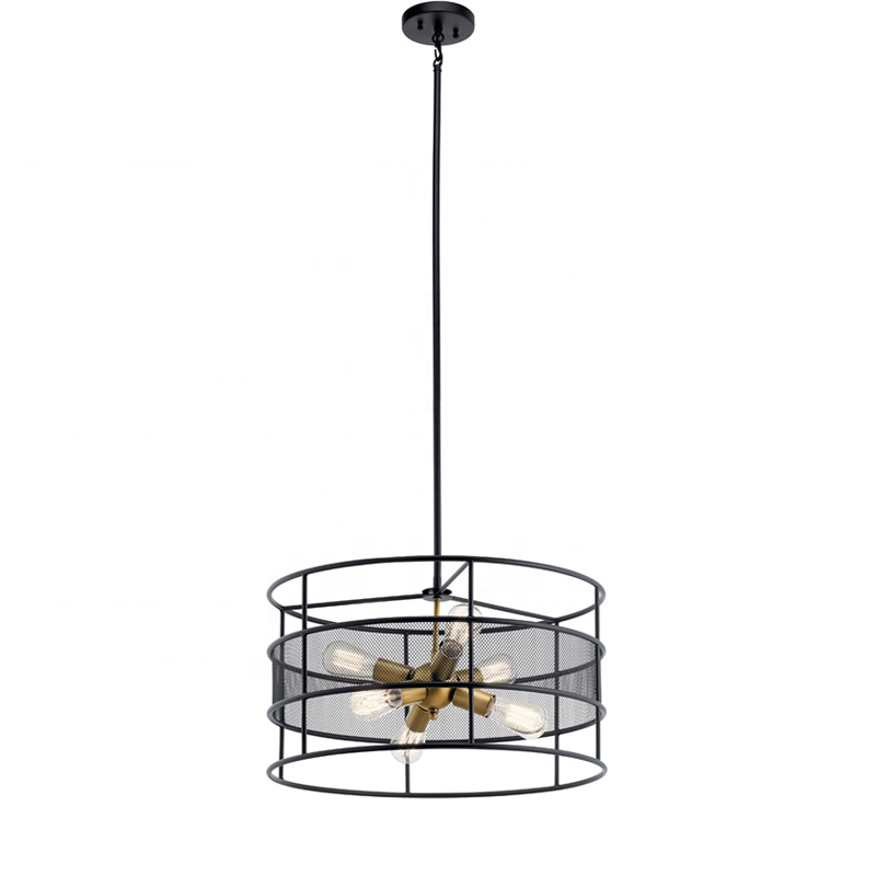 INDUSTRIAL SIMPLE SHADELESS HOME KITCHEN DINING ROOM MODERN BLACK METAL CAGE PENDANT LAMP