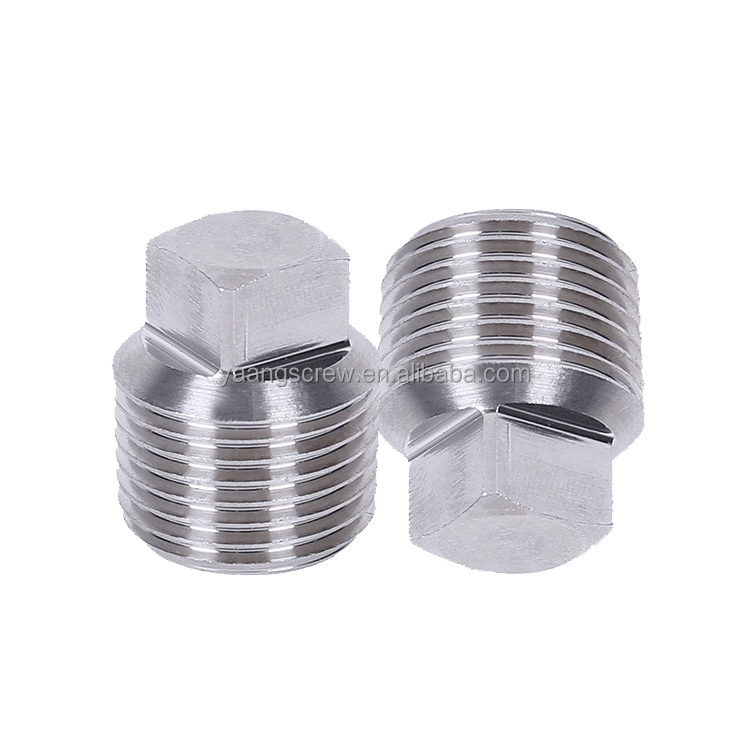 High Precision Stainless Steel Solid Male Pipe Plug Square Head Pipe Plug Outer Thread Pipe Plug