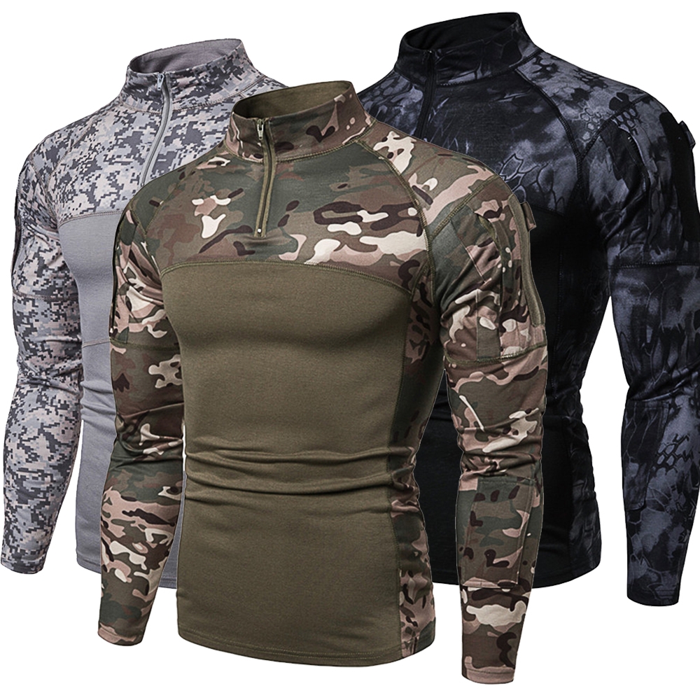 Camouflage Military Tactical Combat Long Military Style Dress Shirt Military Type Shirts