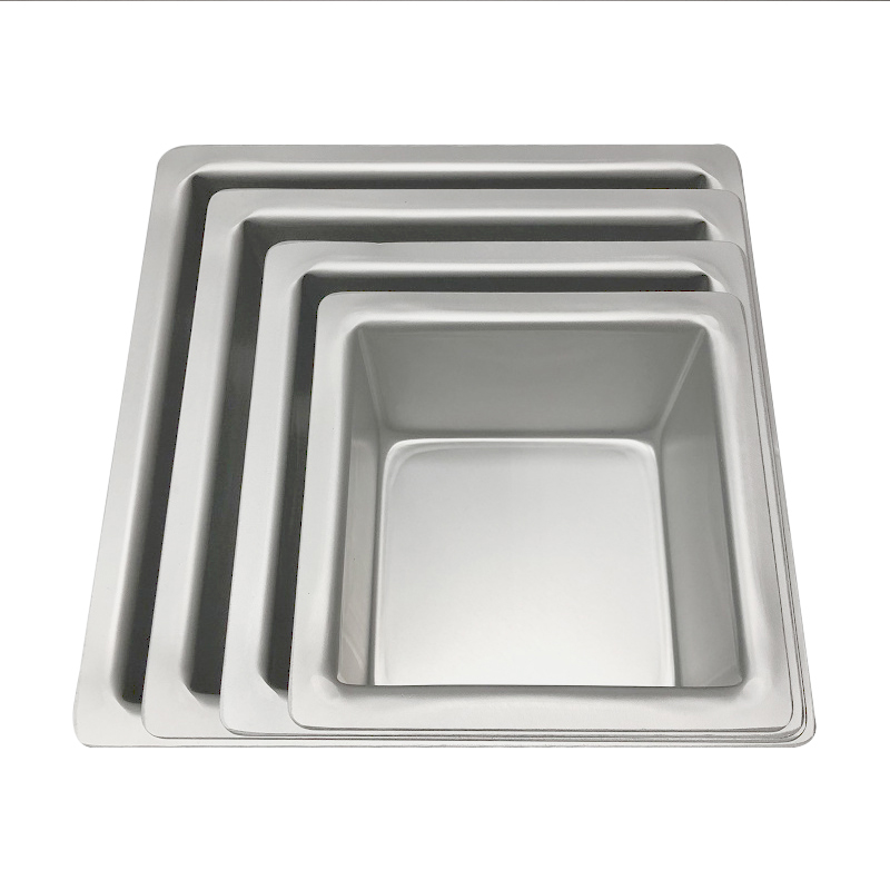 Cake Bakeware Square Type Aluminum Baking Tray Cake Pan  4-14 Inch  Anodized surface Fixed Design