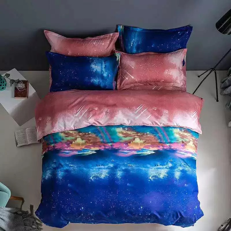 High quality Universe starlit sky galaxy design printed luxury quilt comfort bedding sets