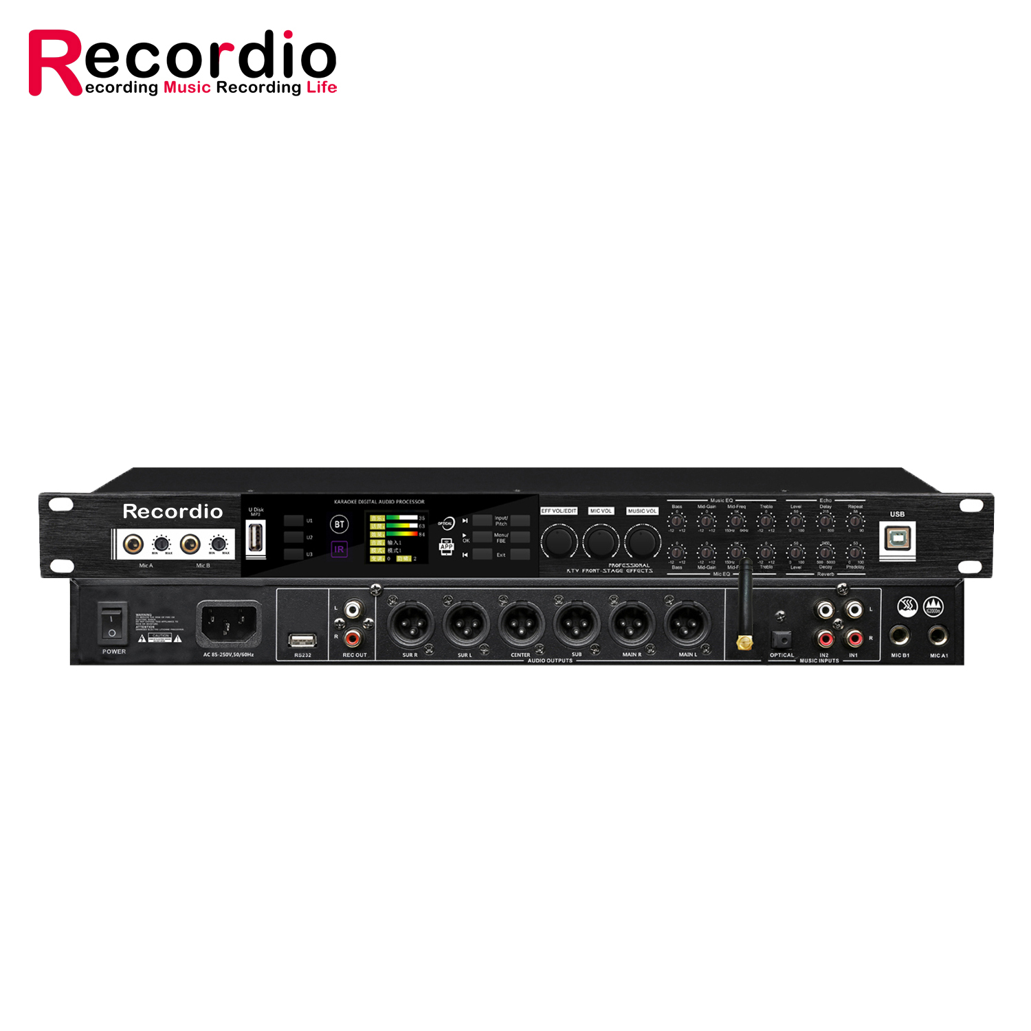 GAX-K500 KTV Pre-effector Аудиопроцессор звуковая система цифровой эффект процессор для свадебного караоке пения
