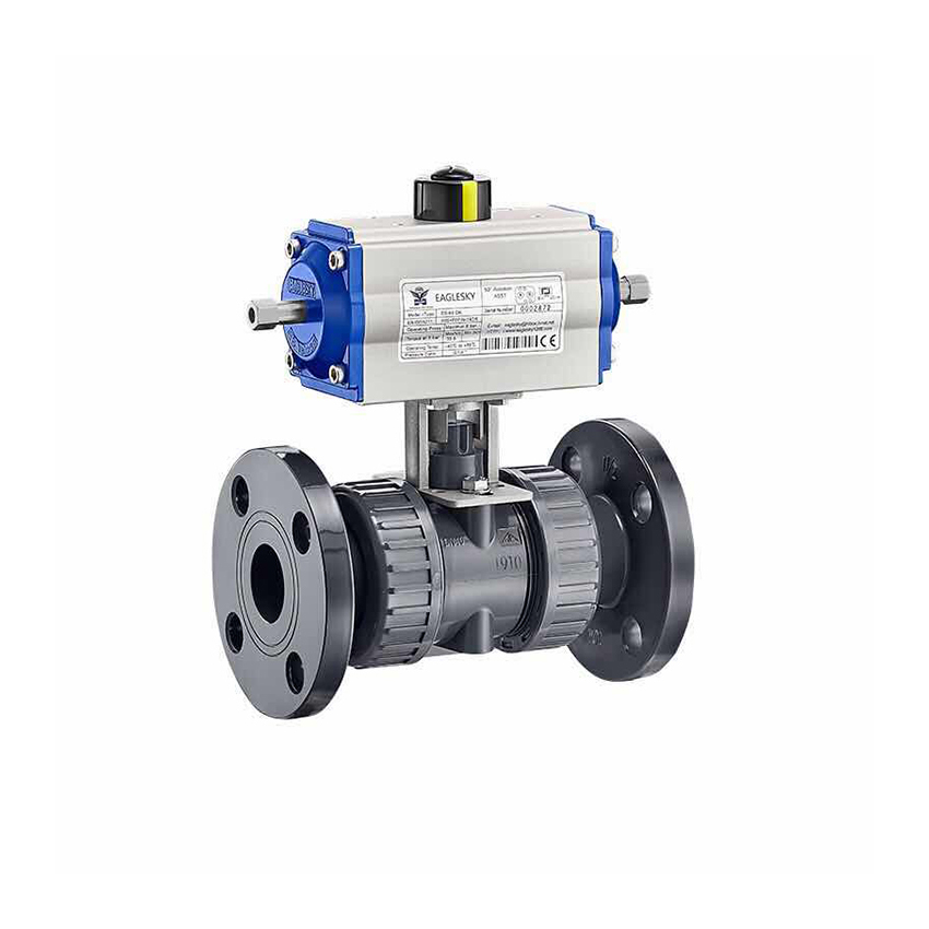 150 PSI Double Union plastic 2 Way Flange Socket Plastic Ball Valve