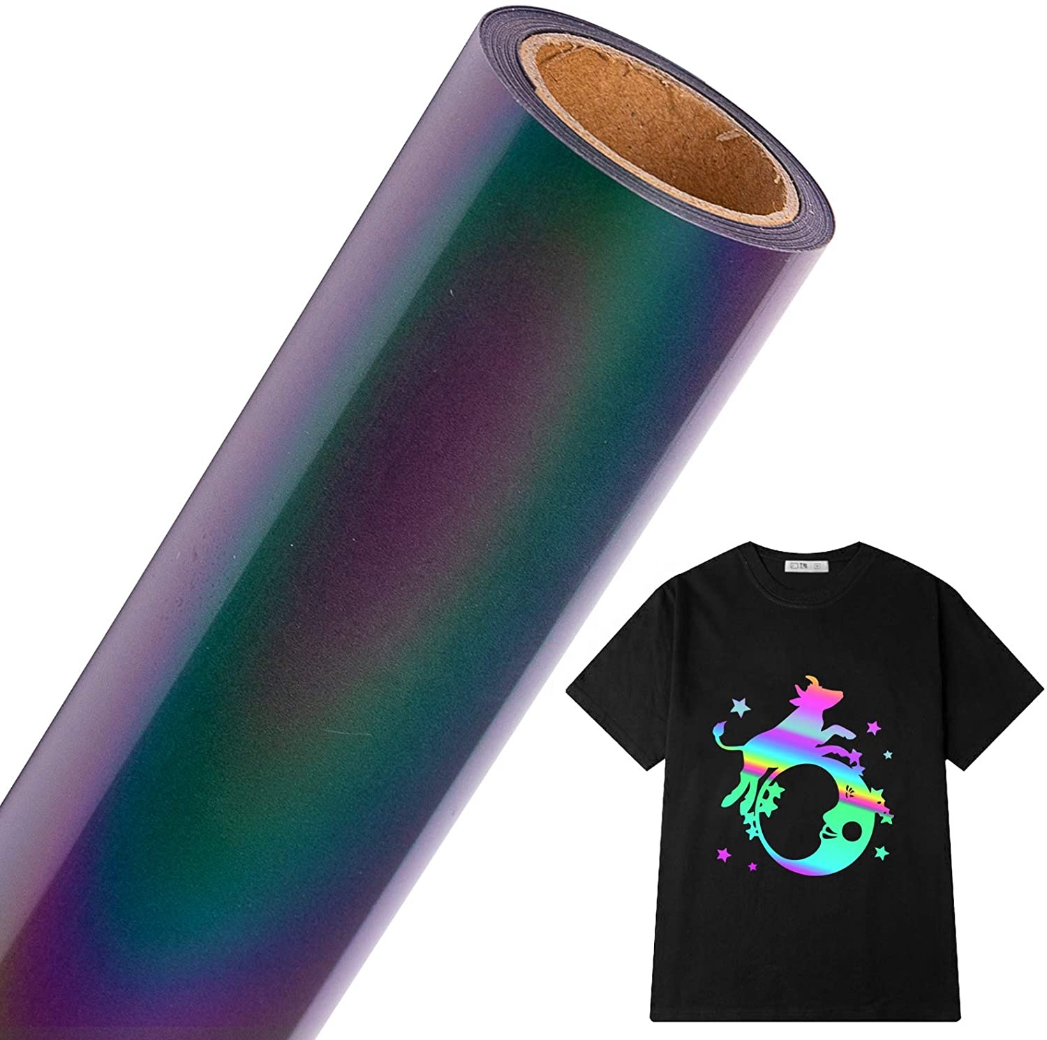 HTV Film Rainbow Reflective vinil Rolls For T Shirts,Heat Transfer vinyl iron on vinilo for Cricut And Other Craft Cutters