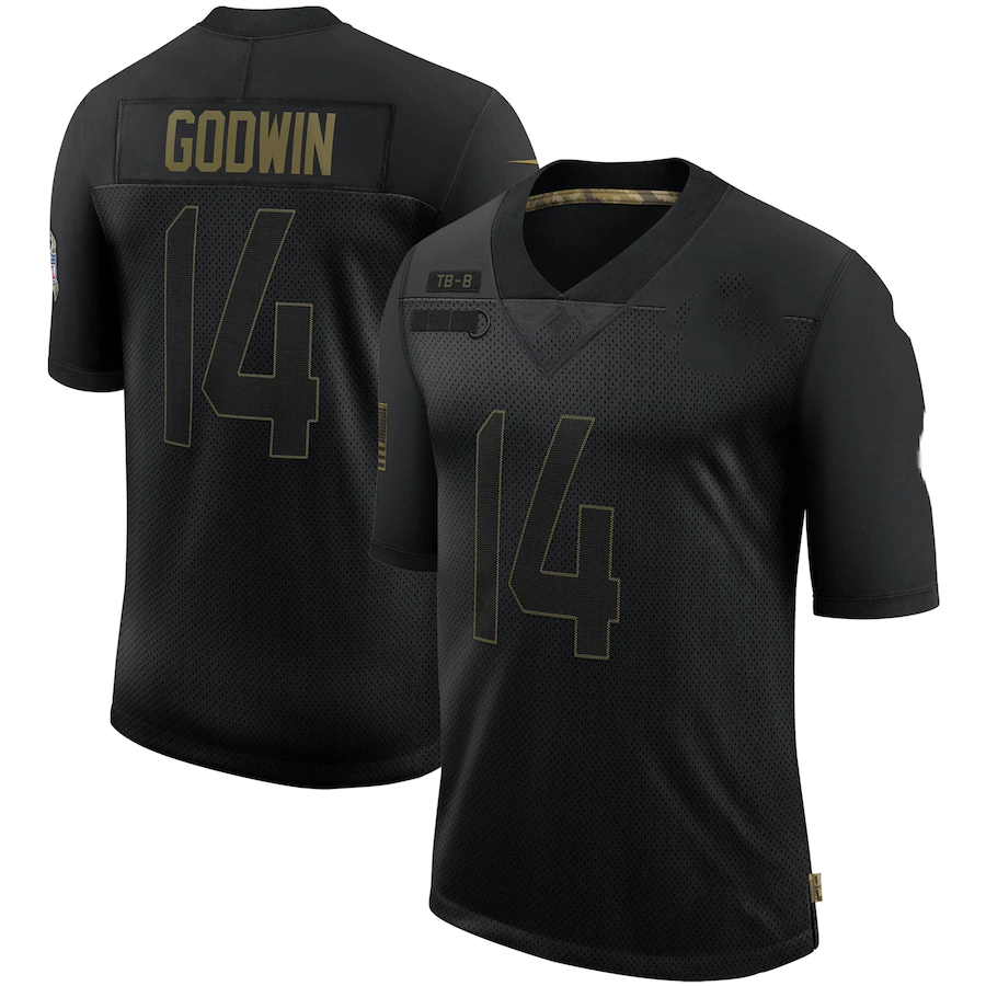 Buccaneer s Godwin 14 David 54 Barrett 58 American Football Uniform Jersey Salute To Service Embroidery Mens Sports Shirt Wear