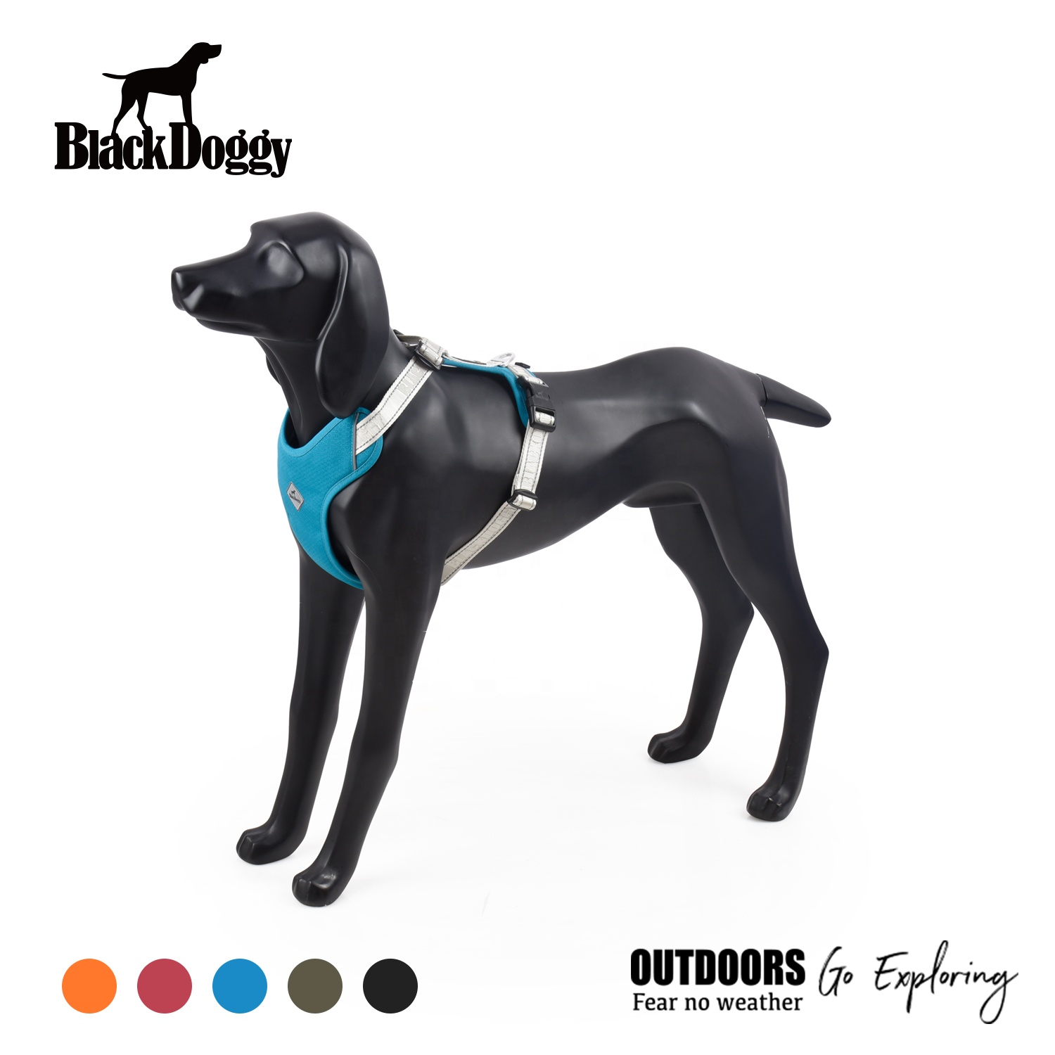 BlackDoggy Sky Blue Pet Breathable Vest Dog Tactical Harness for Welsh Corgi