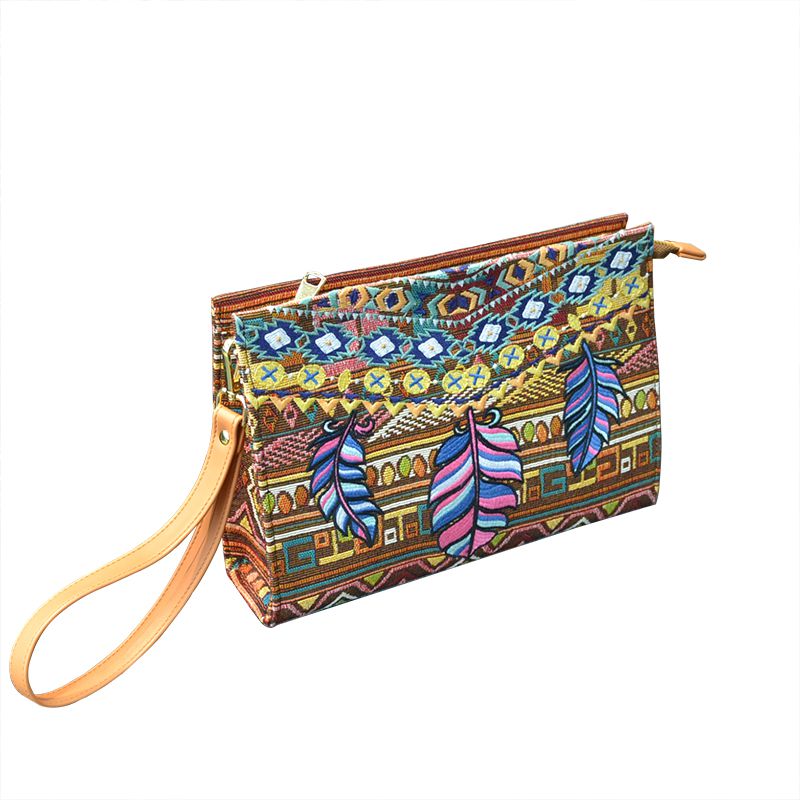 Wholesale price woman unique ethnic style embroidered clutch purses handbags