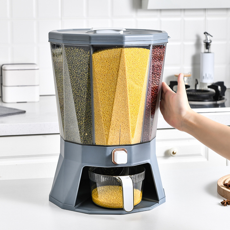 Rotate Rice Container для Dry Food, Cereal Dispenser, Storage Tank, Bulk Plastic Box с Measurement
