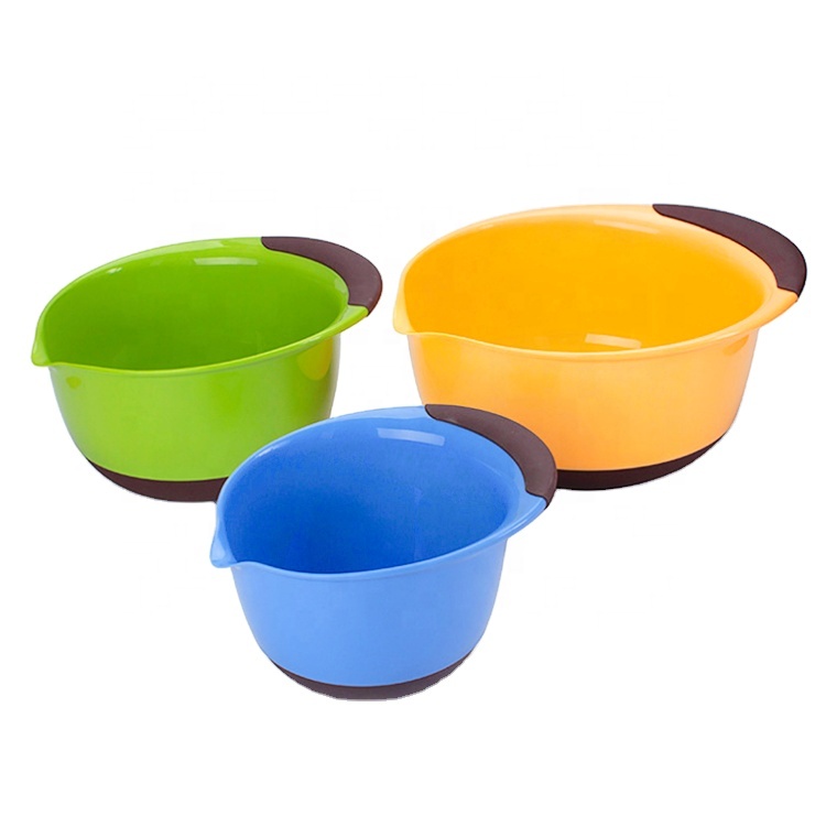 Manufacturer's stock new vegetable washing basin cooking basin 3-piece salad bowl flour mixing basin kitchen tools