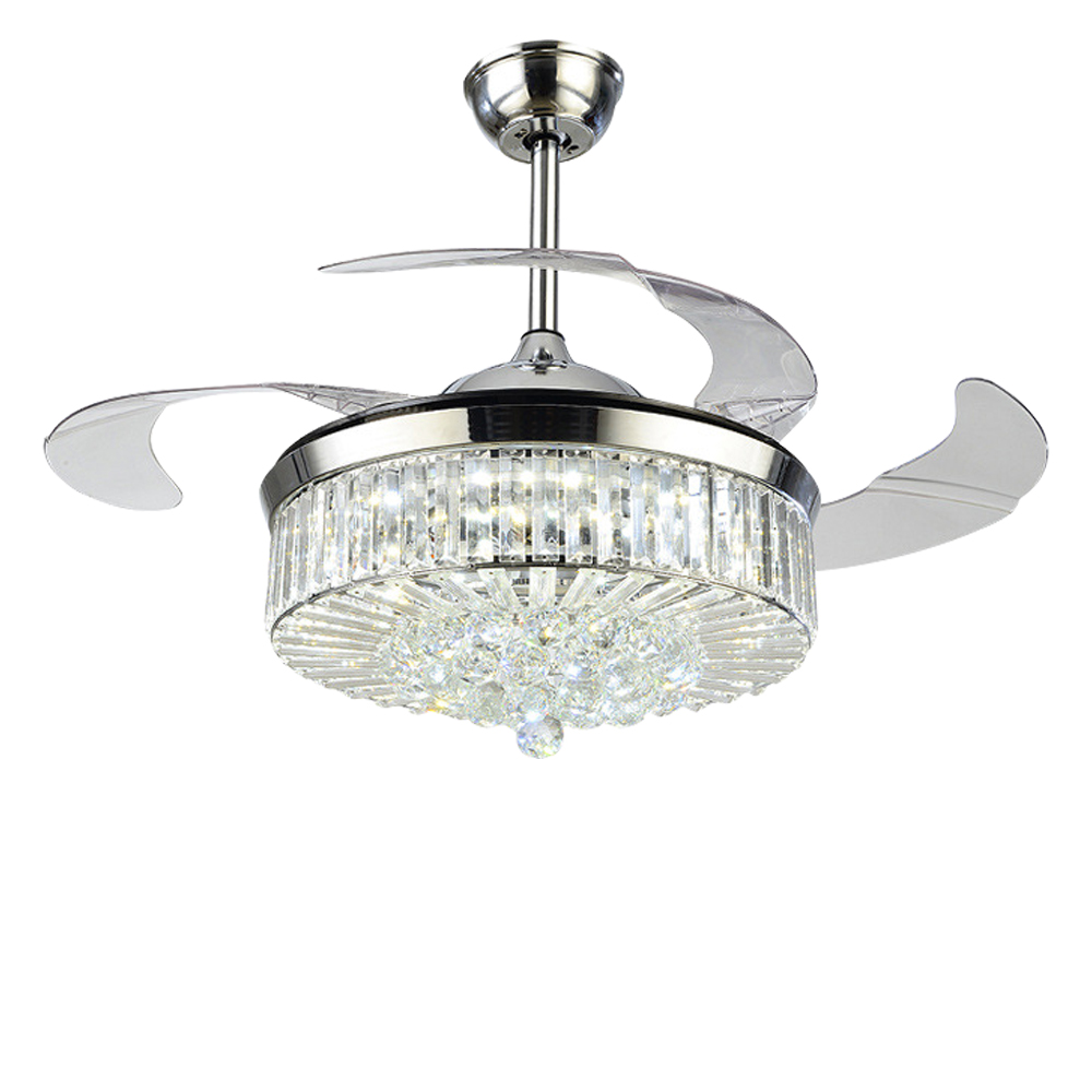 Led ceiling fans European style Rosh crescent moon luxury crystal invisible ceiling fan with LED lights