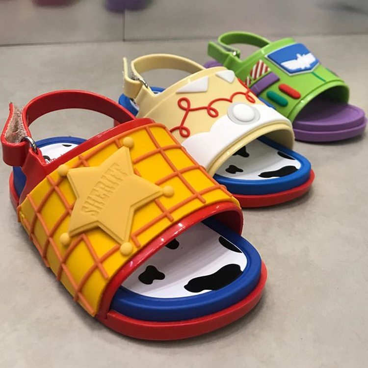 Детские шлепанцы Melissa's с мультяшным рисунком для мальчиков и девочек, сандалии с открытым носком, Нескользящие пляжные туфли-желе