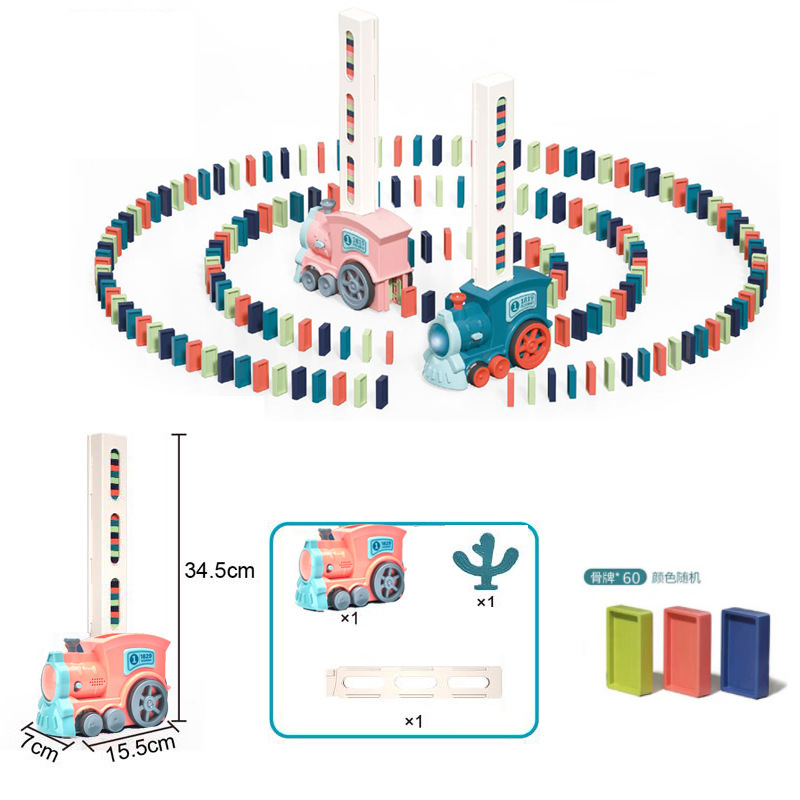 Wholesale Domino Train Sets with Sound Kids Educational Toy Plastic Train Gift 3 Styles Automatic Domino Train Set