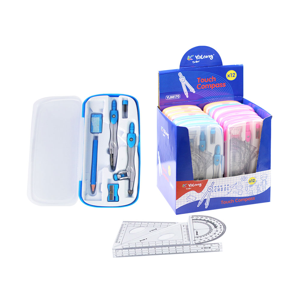 Hot Sale Classical School Student Math Tools Compass Set 10-In-1 Package Zinc Alloy And ABS Material Geometric Compass