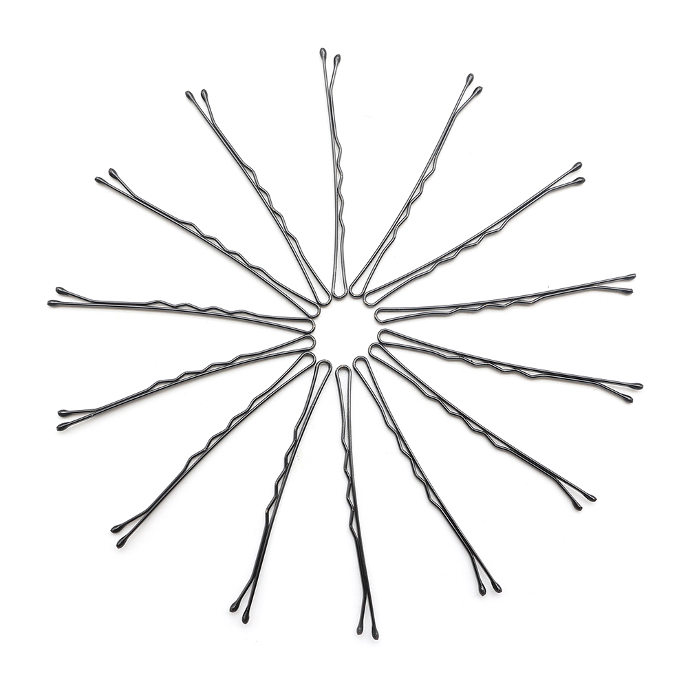 Lirong Metal 6CM/2.36in Bobby Pins Bulk for Hairdressing Salon Invisible Wave Hairpins for All Hair Types 60pcs (Black)
