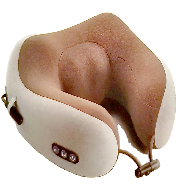 Portable wireless U shape vibrating heating neck foam folding neck head massage pillow
