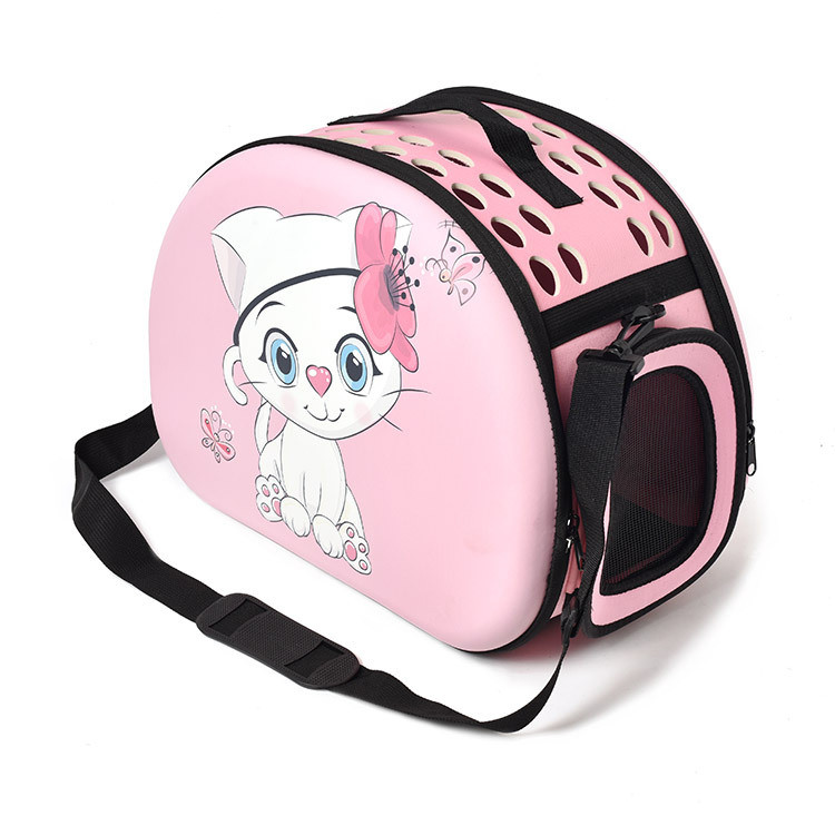 AZB129 Pet Carrier Bag Dog Cat Shoulder Bag Mesh Breathable Foldable Lovely Printed Travel Pet Bag