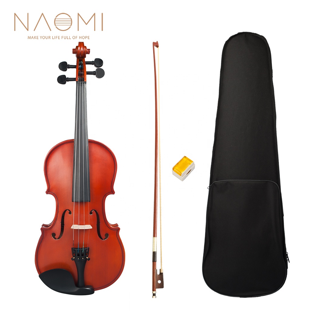 NAOMI 4/4 матовая скрипка с чехлом + лук + канифоль набор натурального цвета скрипка