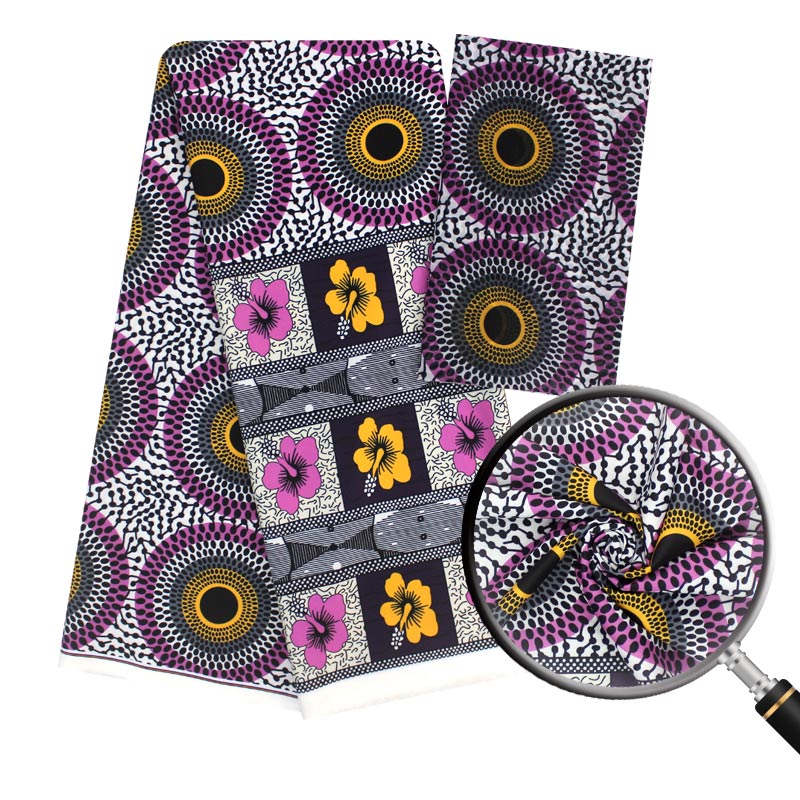 African 100% real silk wax prints fabric 5+2 yards for woman dress 191203