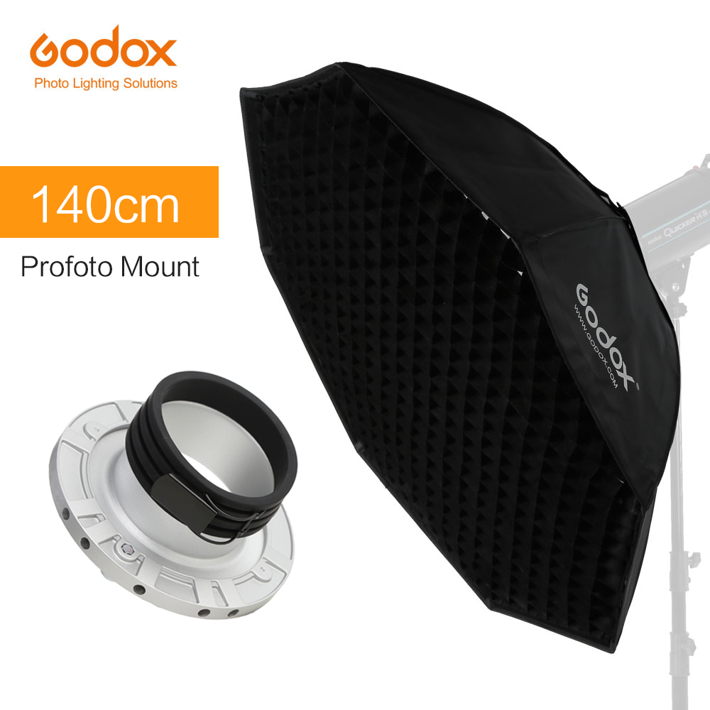 Софтбокс Godox Pro, 140 см, 55 дюймов, восьмиугольный софтбокс с сотовой сеткой и креплением Profoto для студийной стробоскопической вспышки