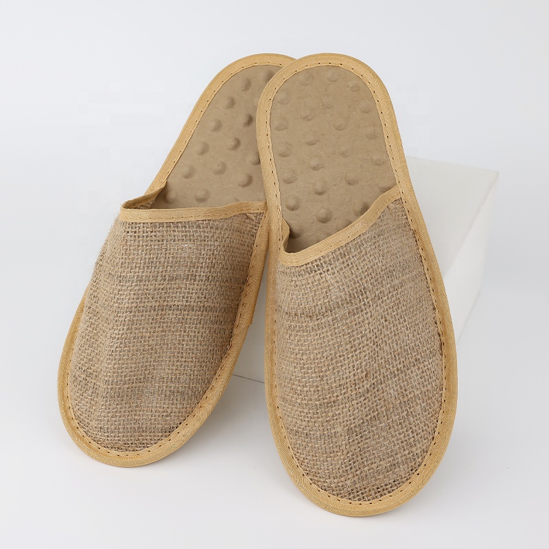 OEM Environment Luxury Heathy Natural Jute Fiber Massage Feet Unisex Disposable Slippers Shoes With Logo For Hotels