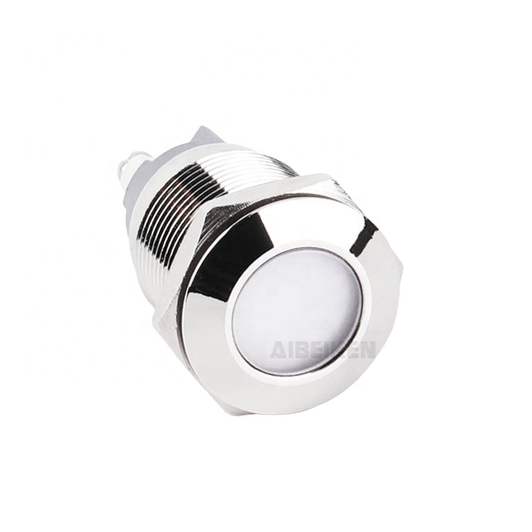 19mm waterproof IP65 DOT-Illuminated LED Metal indicator lights Flat Signal Lamp