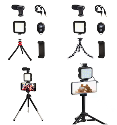 Фотографическое освещение со штативом и микрофоном перезаряжаемый vlogging Light kit для смартфона Vlogging Kit