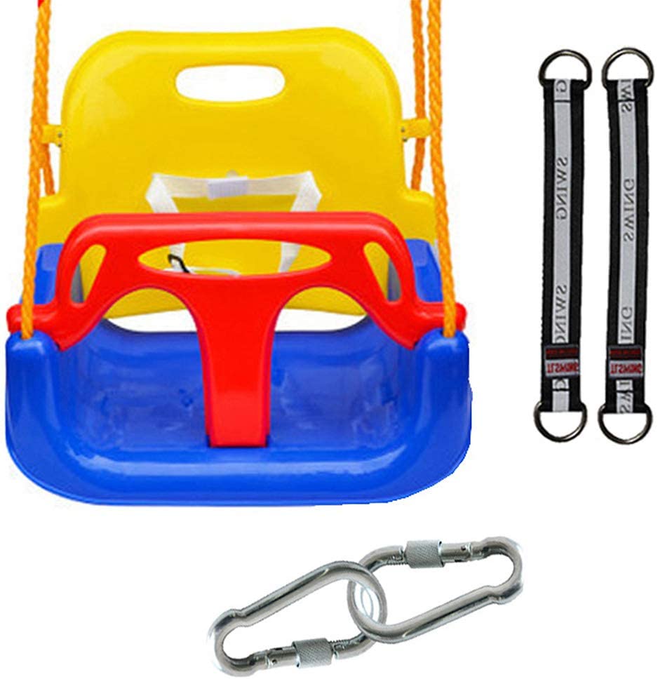 3 in 1 Kids Swing Seat, Toddler Infants to Teens High Back Full Bucket Swing Seat Detachable Safety Hanging Basket Swing Seat