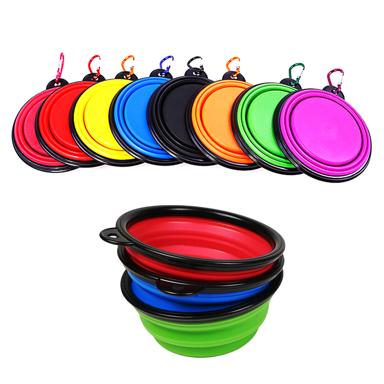 Outdoor dog feeding travel foldable pet drinking bowl high quality silicone pet bowl