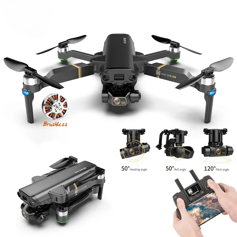 Новые Drone 6k Gps 5g Wi-Fi 3-осевая Карданная камера бесщеточный мотор TF карты Летающий 25 минут Rc расстояние 1,2 км Квадрокоптер с дистанционным управлением KAI один